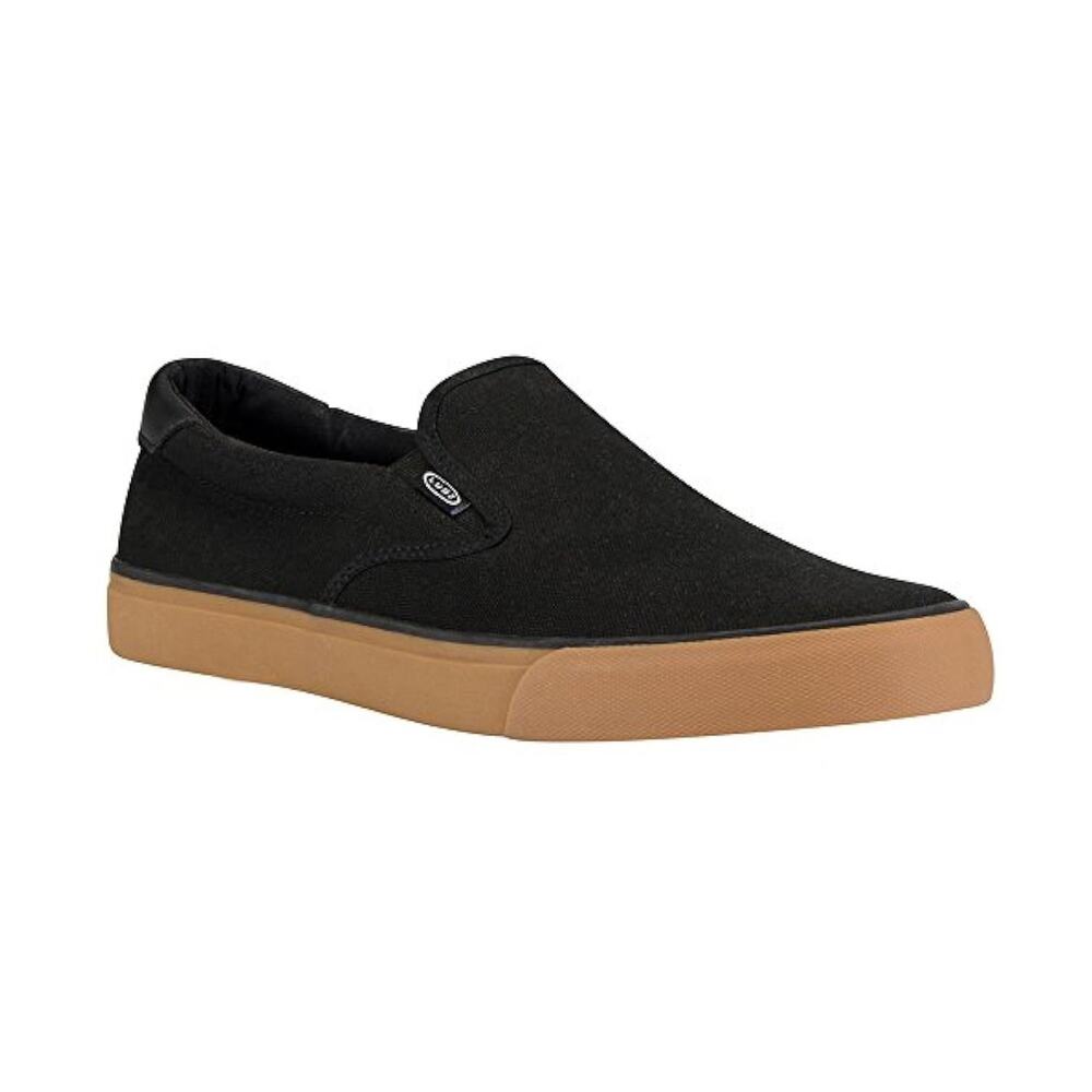 Lugz Mens Clipper Classic Slip-On Fashion Sneaker | Black/Gum Size 7W
